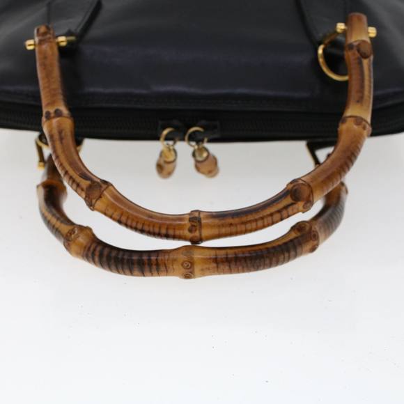 GUCCI Bamboo Hand Bag Leather 2way Black Auth 45974 - Picture 7 of 16
